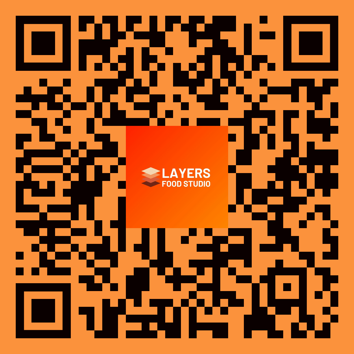 QR code linking to the Layers Food Studio digital restaurant menu demo